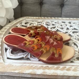 Pikolinos Red Leather Slip on Sandals Shoes Women’s 40 US 9